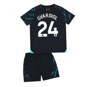 Manchester City Fotballdrakt Barn Josko Gvardiol #24 Tredjedrakt 2023-24 Kortermet (+ Korte bukser)