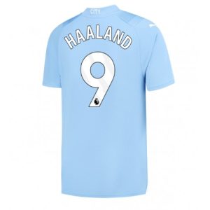 Manchester City Fotballdrakt Herre Erling Haaland #9 Hjemmedrakt 2023-24 Kortermet