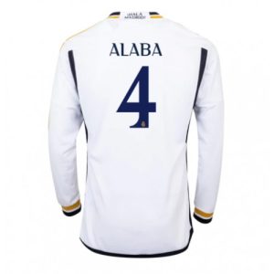 Real Madrid Fotballdrakt Herre David Alaba #4 Hjemmedrakt 2023-24 Langermet