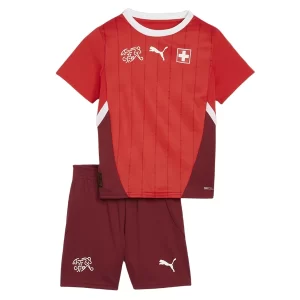 Fotballdrakt Barn Sveits Hjemmedrakt EM 2024 rød Kortermet