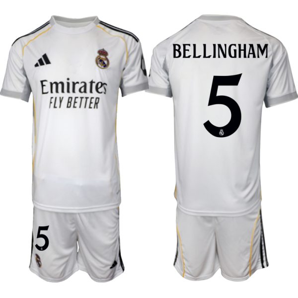 Billige Real Madrid Drakt Hjemmedraktsett 2025-26 hvit Jude Bellingham 5
