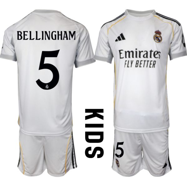 Real Madrid Drakt Barn Hjemmedraktsett 2025-26 Jude Bellingham 5