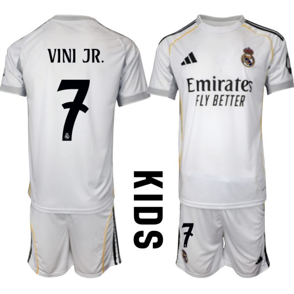 Real Madrid Drakt Barn Hjemmedraktsett 2025-26 Vinicius Junior 7