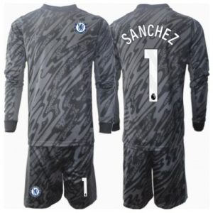 Chelsea Robert Sanchez #1 Keeper Bortedraktsett 2024-25 svart Fotball Barndrakt
