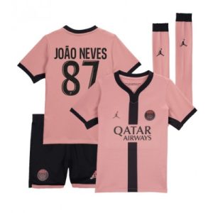 Paris Saint-Germain PSG Joao Neves #87 Tredjedraktsett 2024-25 Fotball Barndrakt