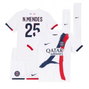 Paris Saint-Germain PSG Nuno Mendes #25 Bortedraktsett 2024-25 Fotballdrakter Barn