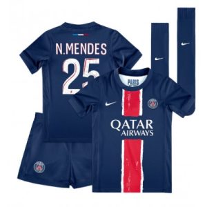 Paris Saint-Germain PSG Nuno Mendes #25 Hjemmedraktsett 2024-25 Fotball Barndrakt