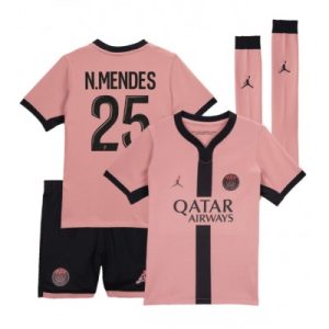 Paris Saint-Germain PSG Nuno Mendes #25 Tredjedraktsett 2024-25 Fotballdrakter Barn