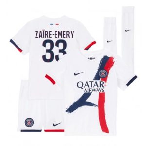 Paris Saint-Germain PSG Warren Zaire-Emery #33 Bortedraktsett 2024-25 Fotballdrakter Barn