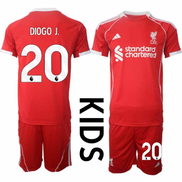 Billige Fotballdrakter Barn Liverpool Hjemmedraktsett 2025-26 Diogo Jota 20