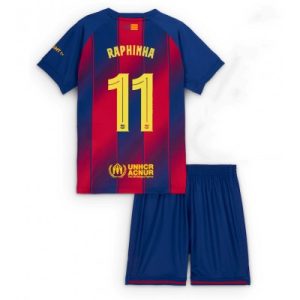 Barcelona Raphinha Belloli #11 Hjemmedraktsett 2025-26 Fotballdrakt Barn