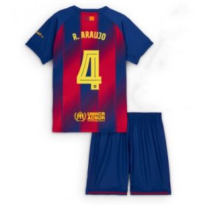 Barcelona Ronald Araujo #4 Hjemmedraktsett 2025-26 Fotballdrakt Barn