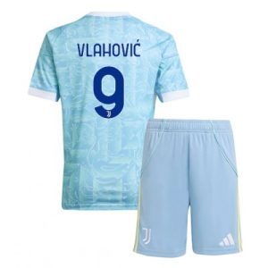Billige Fotballdrakter Barn Juventus Dusan Vlahovic #9 Bortedraktsett 2025-26