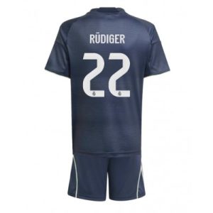 Billige Fotballdrakter Barn Real Madrid Antonio Rudiger #22 Bortedraktsett 2025-26