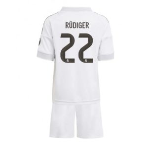 Billige Fotballdrakter Barn Real Madrid Antonio Rudiger #22 Hjemmedraktsett 2025-26