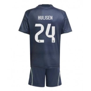 Billige Fotballdrakter Barn Real Madrid Dean Huijsen #24 Bortedraktsett 2025-26