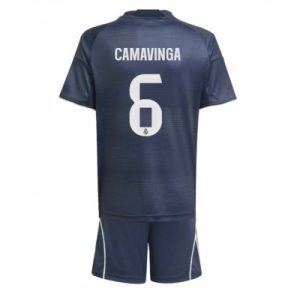 Billige Fotballdrakter Barn Real Madrid Eduardo Camavinga #6 Bortedraktsett 2025-26