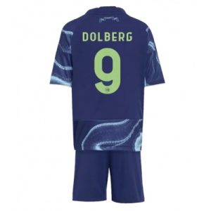 Ajax Kasper Dolberg #9 Bortedraktsett Barn 2025-26 Billige fotballdrakter