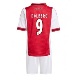 Ajax Kasper Dolberg #9 Hjemmedraktsett Barn 2025-26 Billige fotballdrakter