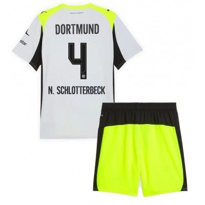 Borussia Dortmund Nico Schlotterbeck #4 Bortedraktsett Barn 2025-26 Fotball Barndrakt