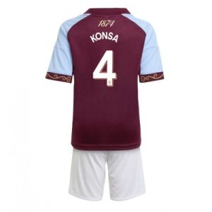 Aston Villa Ezri Konsa #4 Hjemmedraktsett 2025-26 Fotballdrakter til Barn