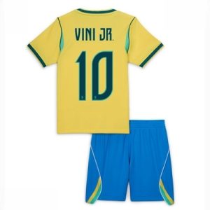 Brasil Vinicius Junior #10 Hjemmedraktsett Barn VM 2026 fotballdrakt landslaget