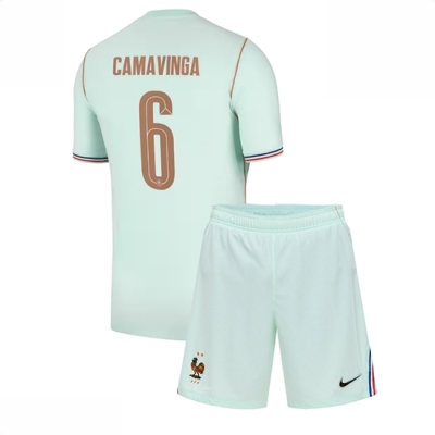 Frankrike Eduardo Camavinga #6 Bortedraktsett Barn VM 2026 fotballsett