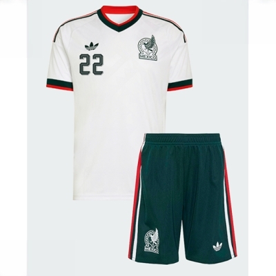 Mexico Hirving Lozano #22 Bortedraktsett Barn VM 2026 fotballtrøye med shorts