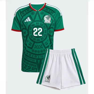 Mexico Hirving Lozano #22 Hjemmedraktsett Barn VM 2026 fotballtrøye med shorts