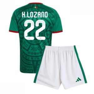 Mexico Hirving Lozano #22 Hjemmedraktsett Barn VM 2026 fotballtrøye med shorts