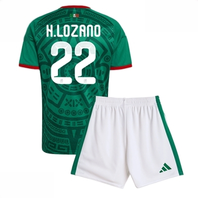 Mexico Hirving Lozano #22 Hjemmedraktsett Barn VM 2026 fotballtrøye med shorts