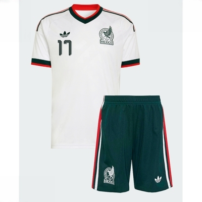 Mexico Orbelin Pineda #17 Bortedraktsett Barn VM 2026 fotballtrøye med shorts