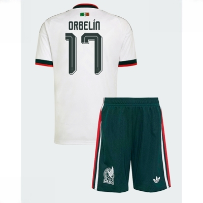 Mexico Orbelin Pineda #17 Bortedraktsett Barn VM 2026 fotballtrøye med shorts
