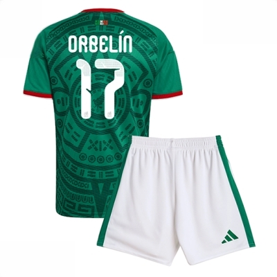 Mexico Orbelin Pineda #17 Hjemmedraktsett Barn VM 2026 fotballtrøye med shorts