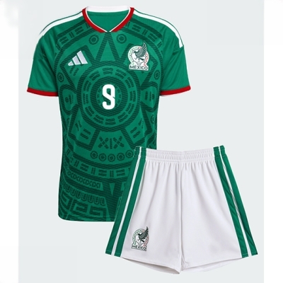 Mexico Raul Jimenez #9 Hjemmedraktsett Barn VM 2026 fotballtrøye med shorts
