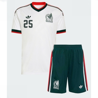 Mexico Roberto Alvarado #25 Bortedraktsett Barn VM 2026 fotballtrøye med shorts