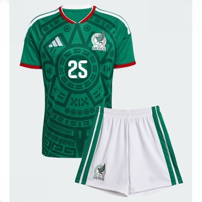 Mexico Roberto Alvarado #25 Hjemmedraktsett Barn VM 2026 fotballtrøye med shorts