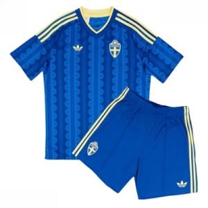 Sverige Bortedraktsett Barn VM 2026 Fotballdrakter Korte bukser