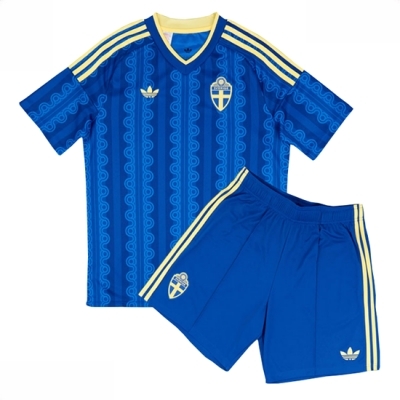 Sverige Bortedraktsett Barn VM 2026 Fotballdrakter Korte bukser
