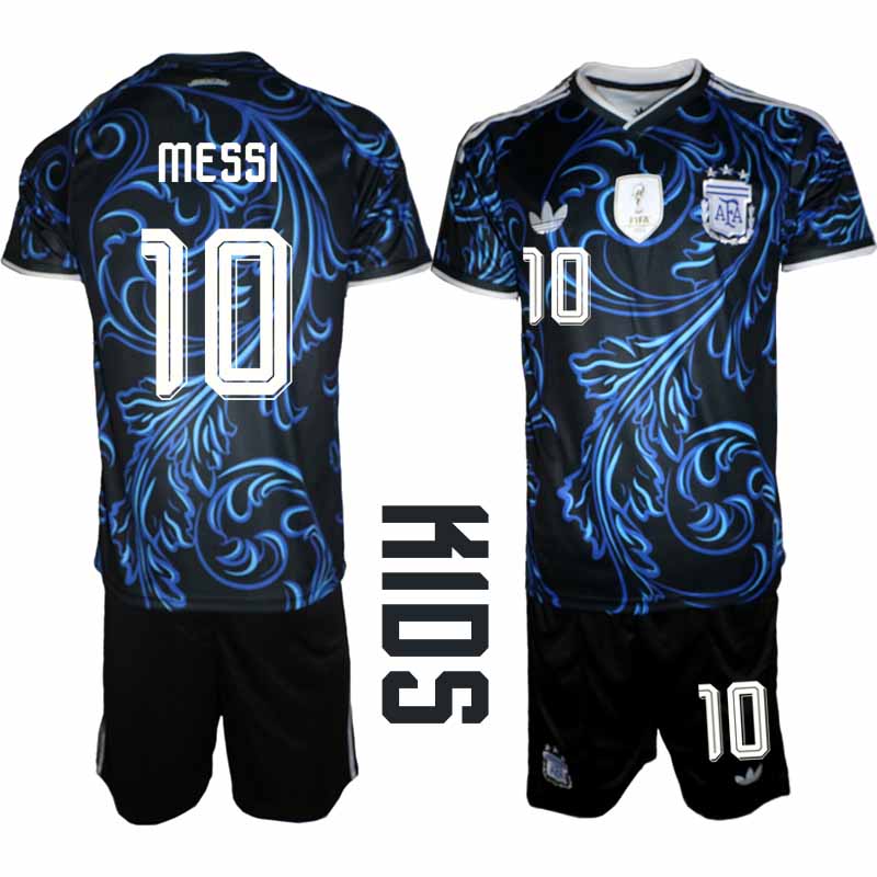 Argentina VM 2026 Drakt Barn Lionel Messi #10-Bortedrakt med Shorts