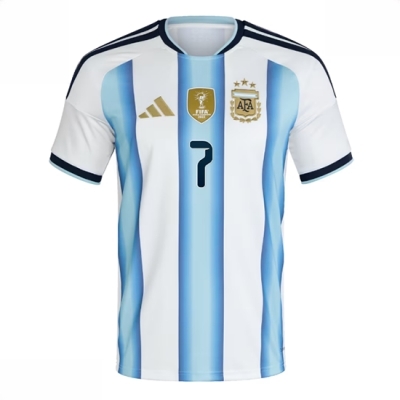 Kjøp Argentina Fotballdrakt Herre Rodrigo De Paul #7 Hjemmedrakt VM 2026 Kortermet