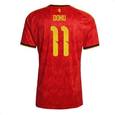 Belgia VM 2026 Jeremy Doku #11 Hjemmedrakt Kortermet herre drakt rød