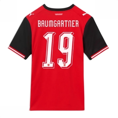 Østerrike VM 2026 Hjemmedrakt Christoph Baumgartner #19 rød og svart