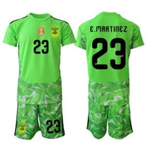 Argentina VM 2026 fotballdrakter barn Emiliano Martinez #23 Keeper Bortedraktsett grønn