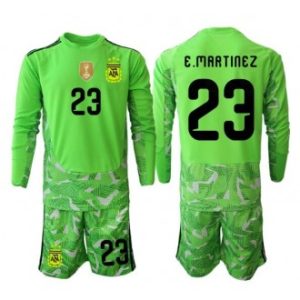 Argentina VM 2026 fotballdrakter barn Emiliano Martinez #23 Keeper Bortedraktsett Grønn