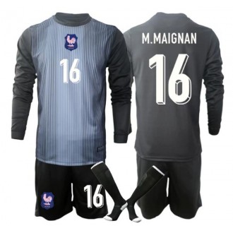 Frankrike VM drakt 2026 barn Mike Maignan #16 Keeper Hjemmedraktsett svart