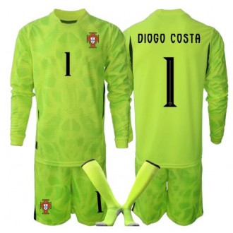 Billige Portugal VM 2026 barn Diogo Costa #1 Keeper Hjemmedraktsett grønn