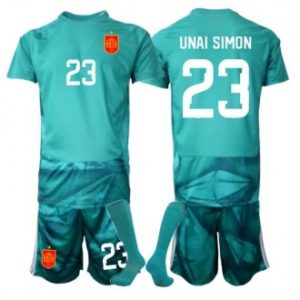 Spania VM 2026 Keeper Bortedraktsett til barn Unai Simon #23 Kortermet med Bukse