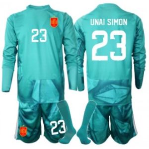 Kjøp Spania VM 2026 Keeper Bortedraktsett til barn Unai Simon #23 Langermet