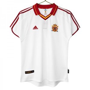 Spania 2000 Retro Bortedrakt hvit og rød Fotballtrøye Med Eget Navn